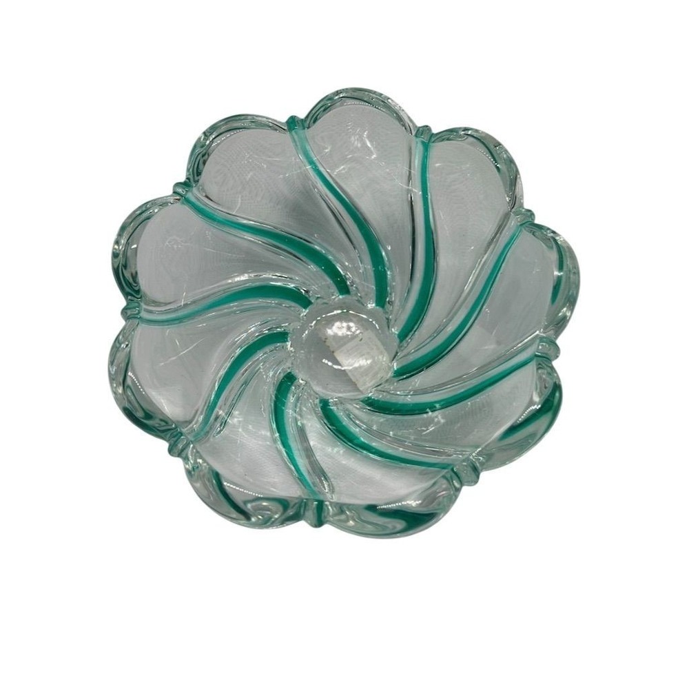 Mikasa Peppermint Swirl Crystal Candy Bowl Green 5.5" Round‎